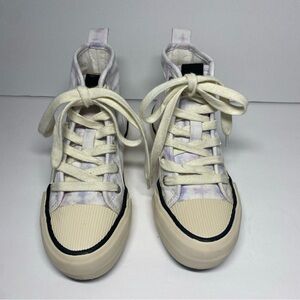 Zara High Top Sneakers white and Purple Tie Dye Girls Youth Sz 13/31